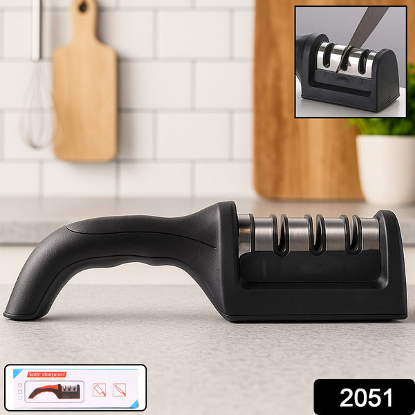 Manual Red & Black Knife Sharpener – 3-Stage Tool for Ceramic & Steel Knives