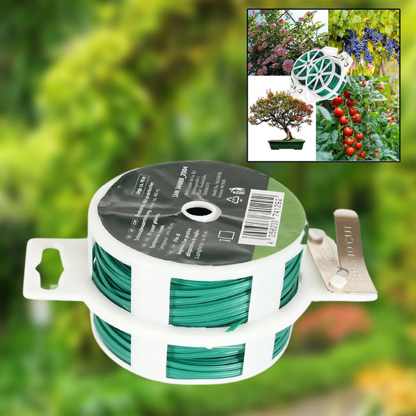 Garden Wire, Sturdy Plant Ties for Support, Garden Ties with Cutter (50 Mtr)