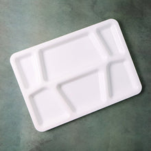 Plastic Multi-Compartment Rectangular Meal Serving Tray / Plate (1 Pc / White)
