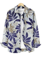 Men's Printed Regular Collar Casual Shirt Cream & Navy Blue