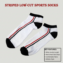 White & Black Striped Low-Cut Sports Socks (1 Pair)