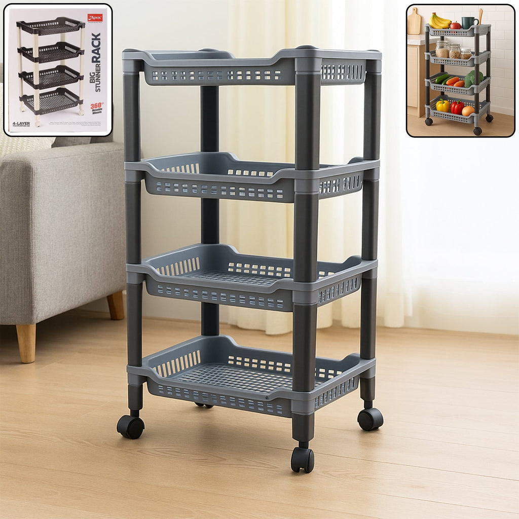 Apex Security Racks Apex 4-Layer Big Multipurpose Plastic Storage Rack – menezesquest.com