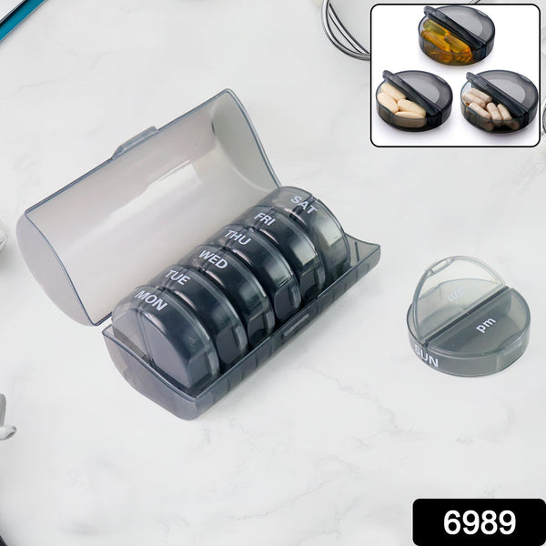 Weekly Pill Organizer 2 Times a Day Travel 7 Day Pill Box